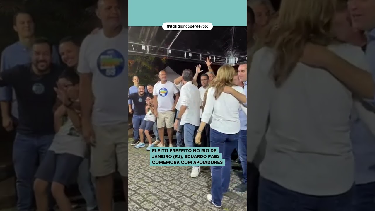 ELEITO PREFEITO DO RIO EM 1&ordm; TURNO, EDUARDO PAES COMEMORA COM APOIADORES