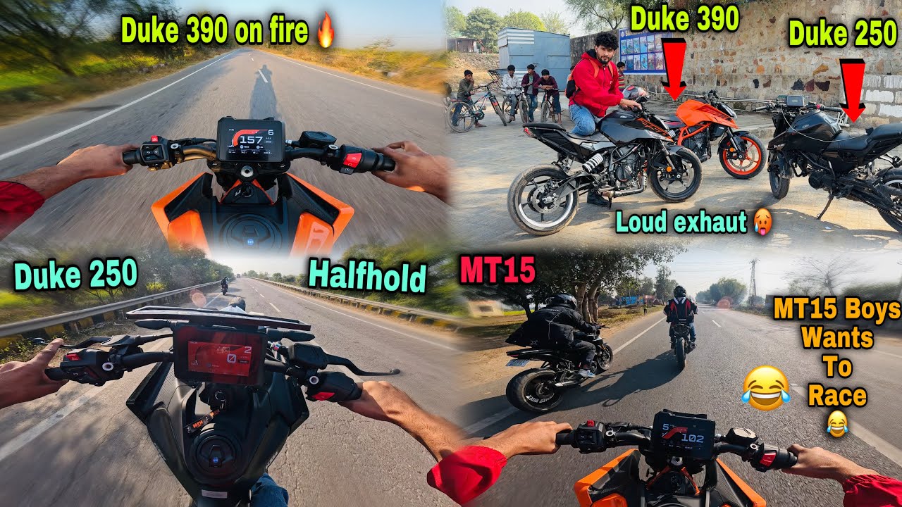MT15 boys wants to race 😅 || Duke 250 Pe half hold wheelie 🥵 