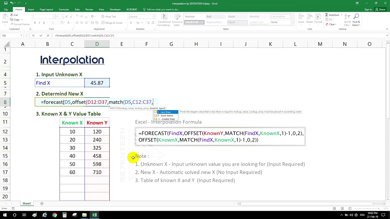 Quickly Interpolation by Excel