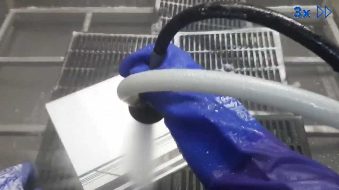 Удаление амальгамы зеркала и матирование стекла в Аквабласте WASSERJET