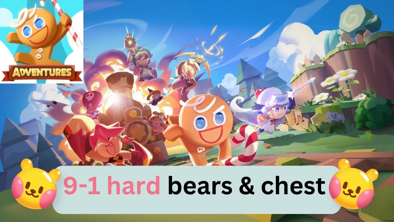 CookieRun Tower of adventures 9-1 hard mode all bears and chest location