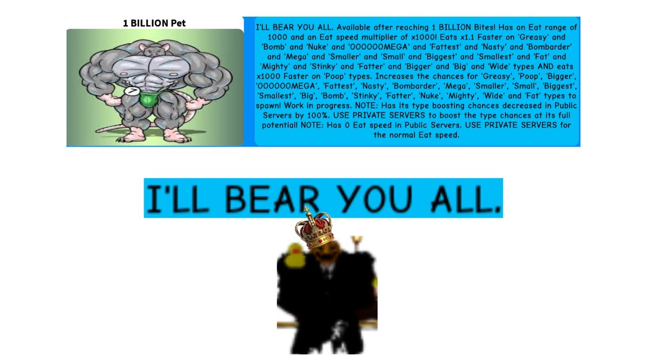 Showcasing the 1B Pet in Shoot and Eat Noobs (Very Good!)