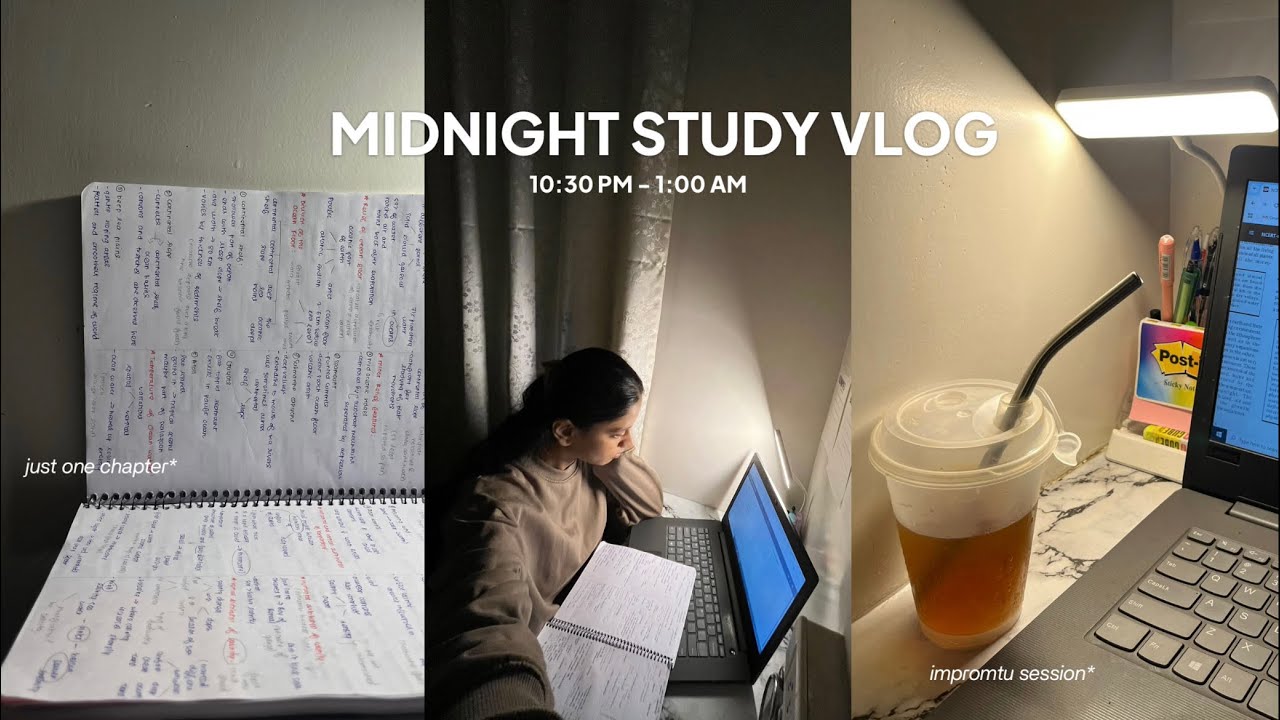productive midnight study vlog ★ | 3 hour lock in session, studying until 1 AM