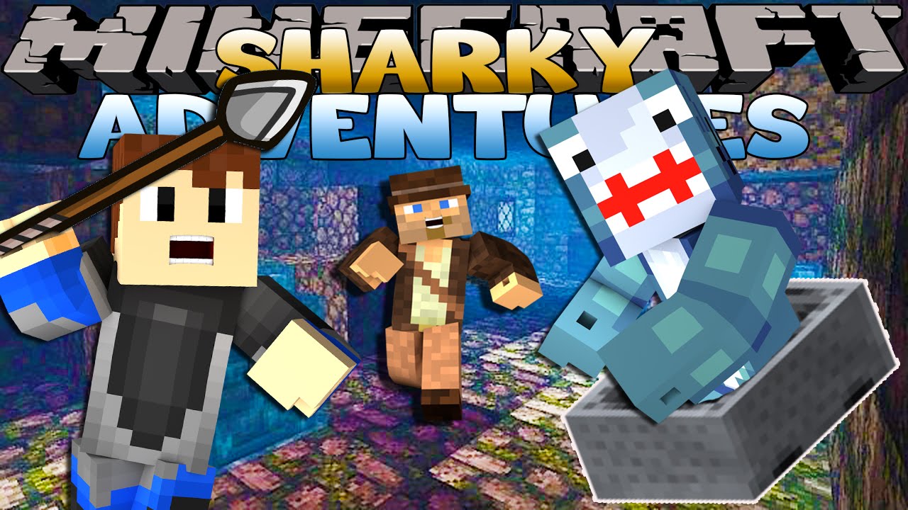 Minecraft Adventure - Sharky and Scuba Steve - HUNTING FOR TREASURE!!