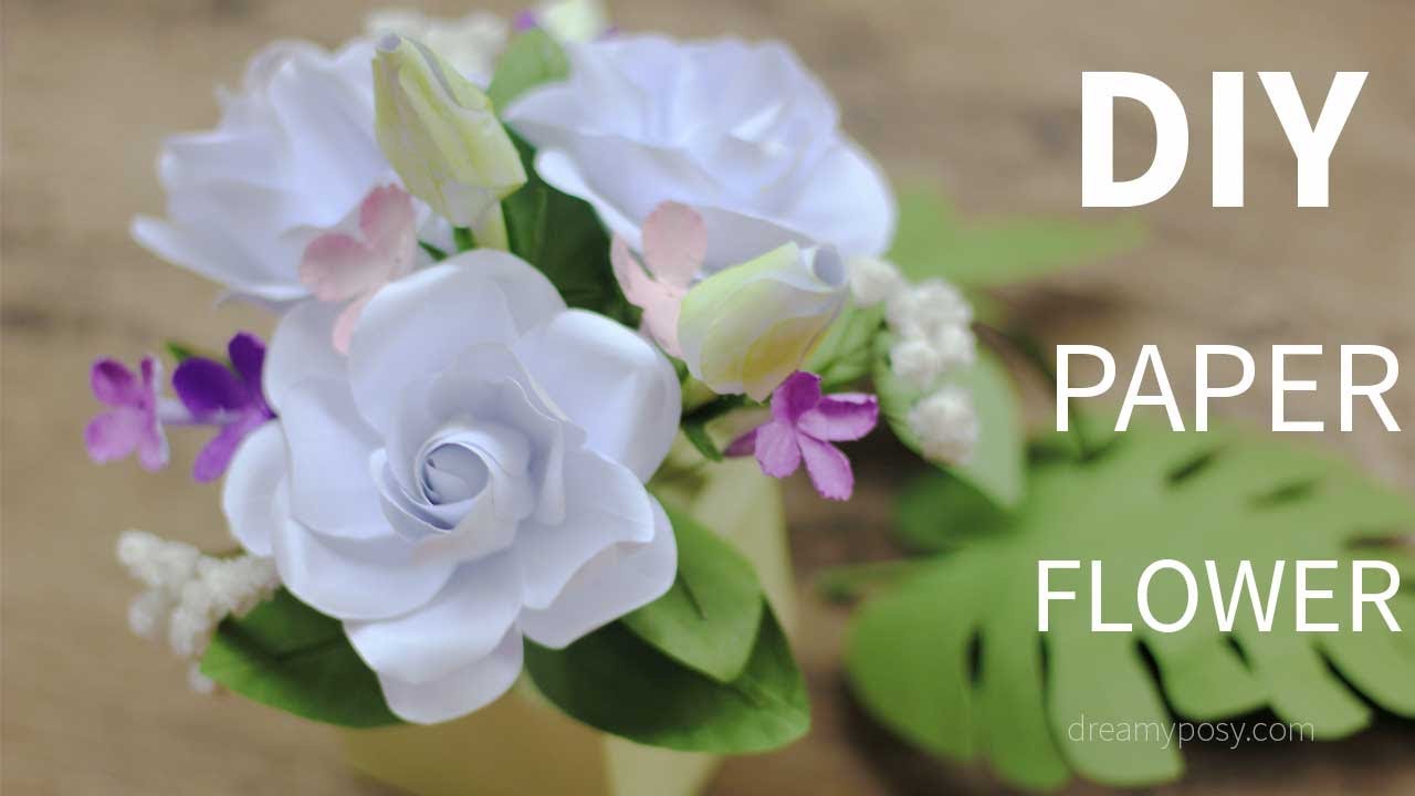 [FREE template]: How to make paper gardenia and paper foliage from printer paper,