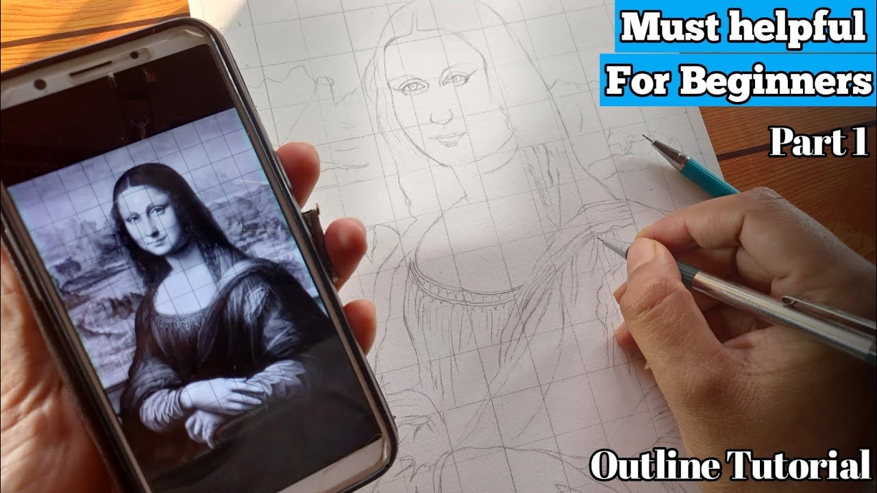 Outline Drawing for beginners// Tutorial of monalisa✍️