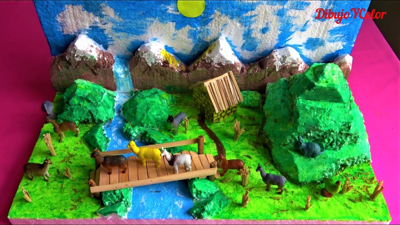 Como hacer MAQUETA de ECOSISTEMA TERRESTRE (SIERRA)/ DIORAMA