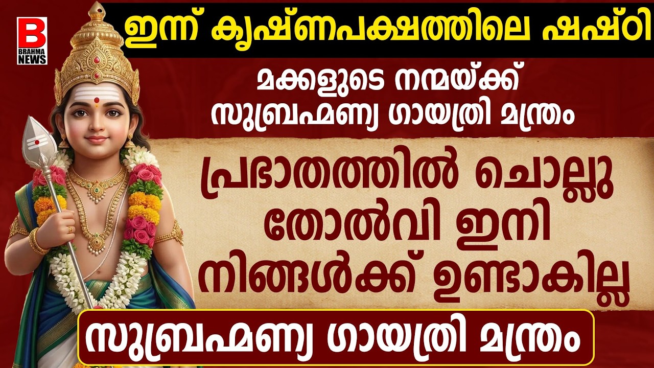 എത്ര വലിയ വിഷമവും മാറും, ഈ7 വരി സുബ്രമണ്യ മന്ത്രംപ്രഭാതത്തിൽ  ജപിച്ചാല്‍ മതി..SHASHTI2026.27Skanda