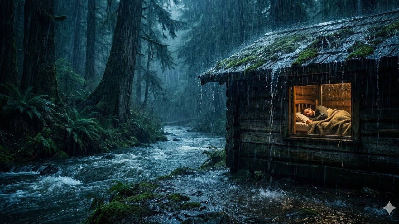 Heavy Rain Sounds ASMR Realistic Rain, Water Drips, Flowing River