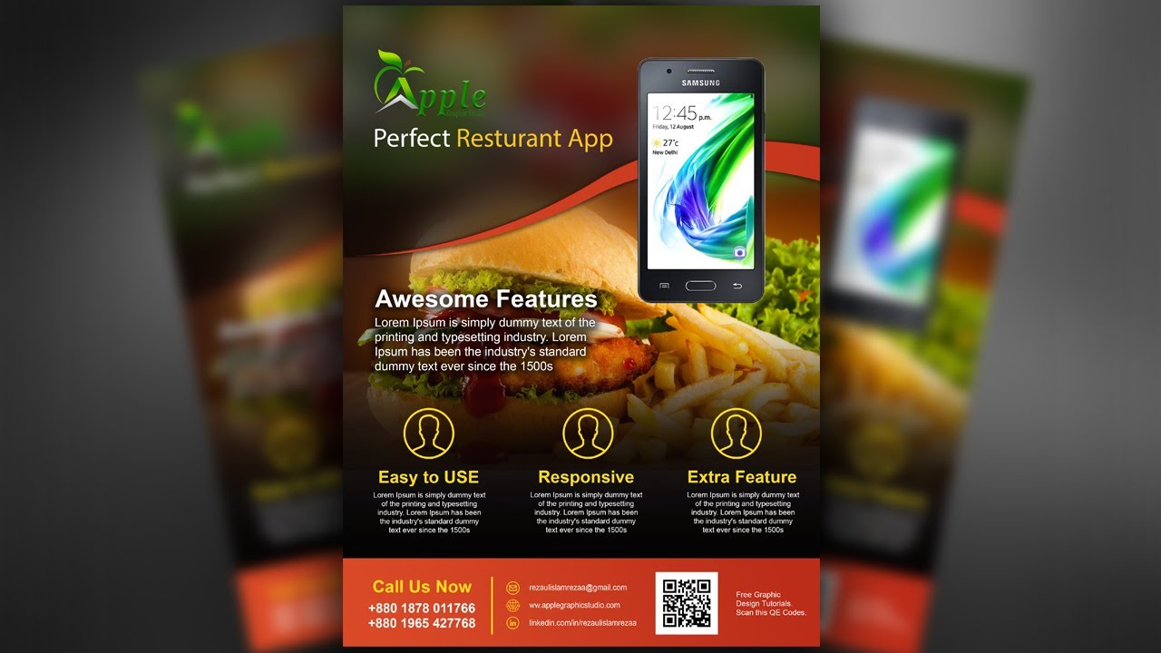 Mobile App Promotional Flyer Design - Photoshop Tutorial