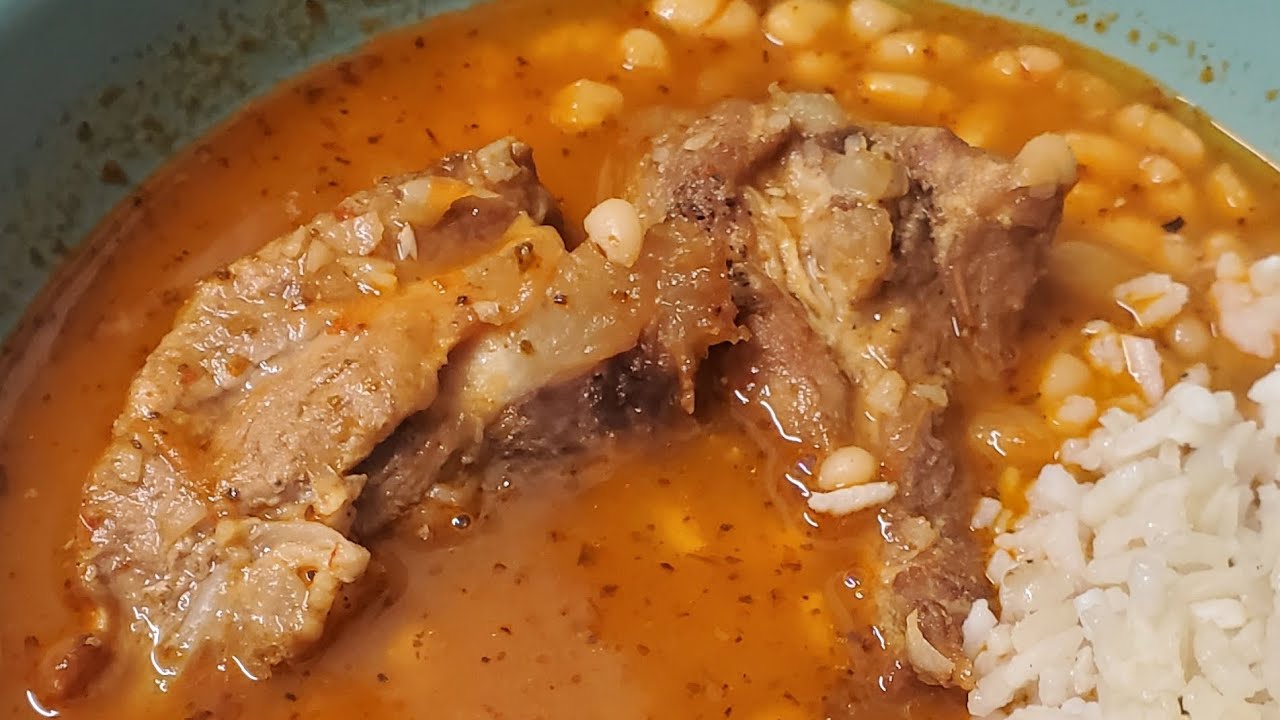 RECETA FRIJOLES BLANCOS CON COSTILLA DE CERDO FACIL Y RAPIDO