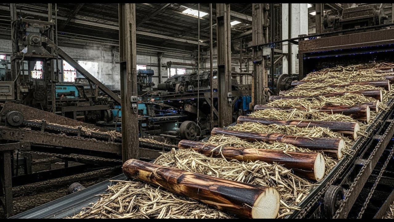 Inside a Raw 1990s Factory Processing Sugarcane Bagasse and Banana Stems