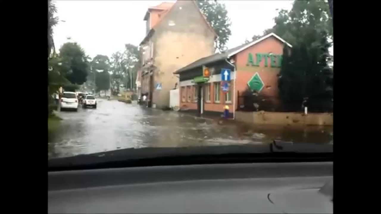 przejazd przez Sulęcin po ulewie