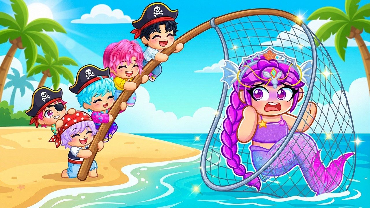 FIVE BABY SAJA BOYS Are Chasing MERMAID BABY RUMI In Roblox! (Brookhaven)