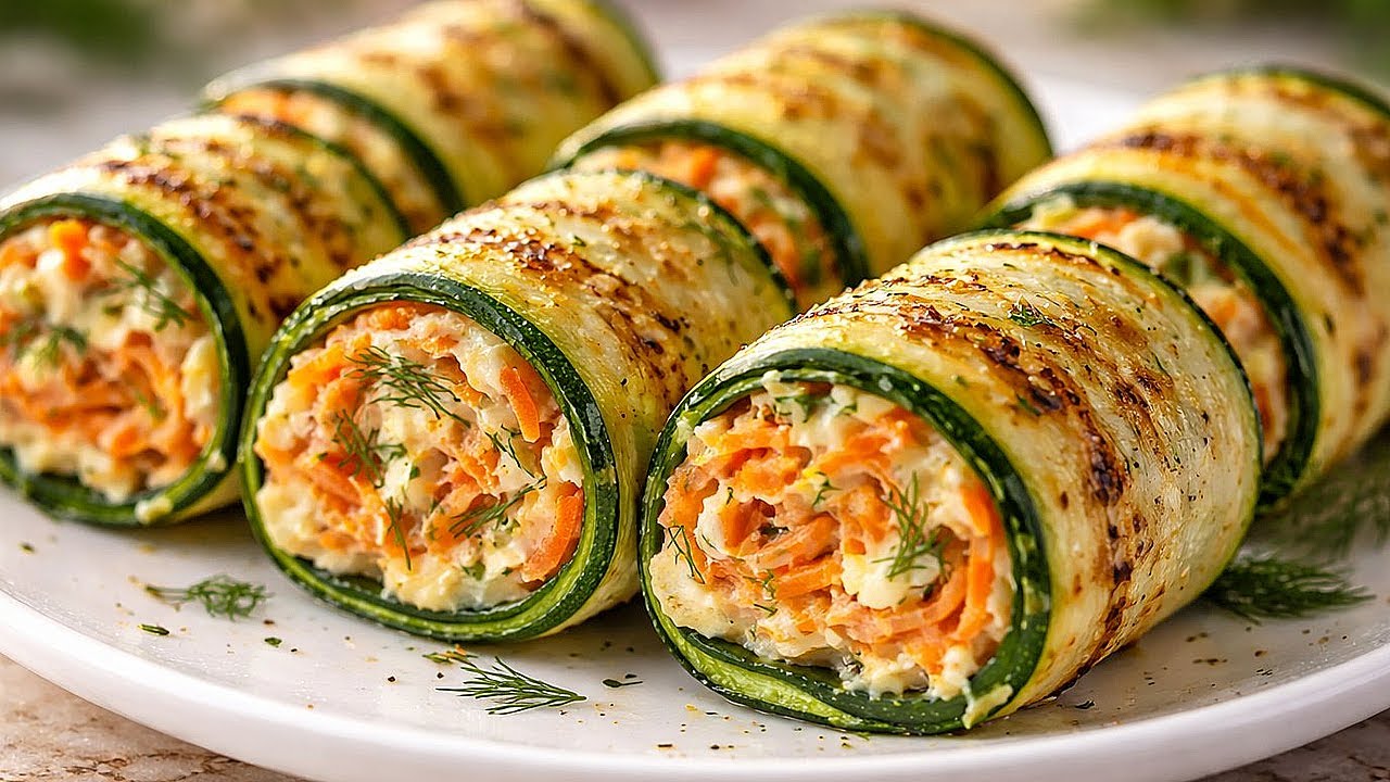Рецепт кабачков из 5-звездочного ресторана за 10 минут! Самые вкусные рулетики из кабачков.