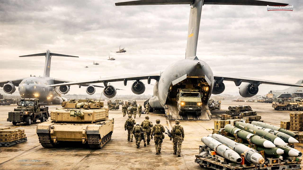 Today: A US C-17 aircraft equipped with combat equipment has arrived at an airbase in Kuwait