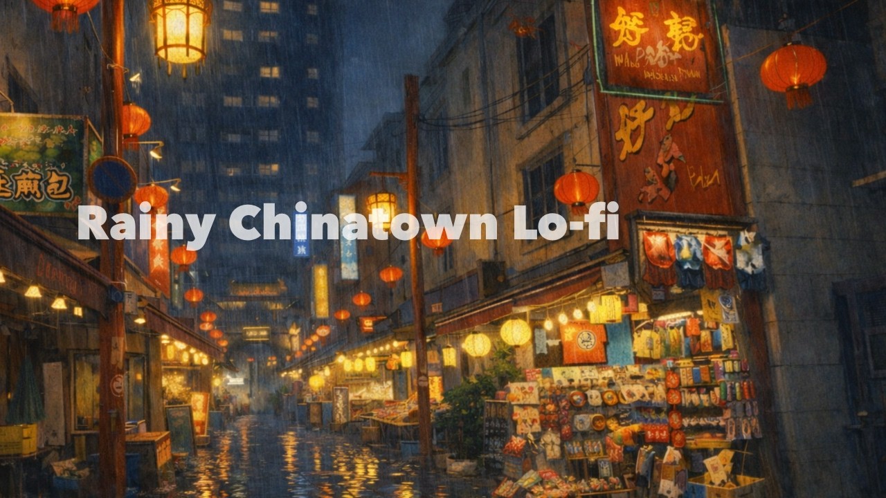 Rain Focus Lo-fi | 2 Hour Clean Focus Beats | Rainy Chinatown Study Mix
