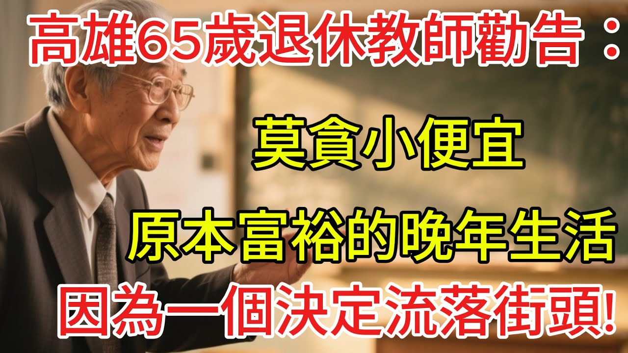 高雄65歲退休教師勸告：莫貪小便宜，原本富裕的晚年生活，因為一個決定流落街頭!#上了年紀該明白的事 #養老 #聰明老人 #長壽秘密 #延壽 #長壽 #晚年幸福