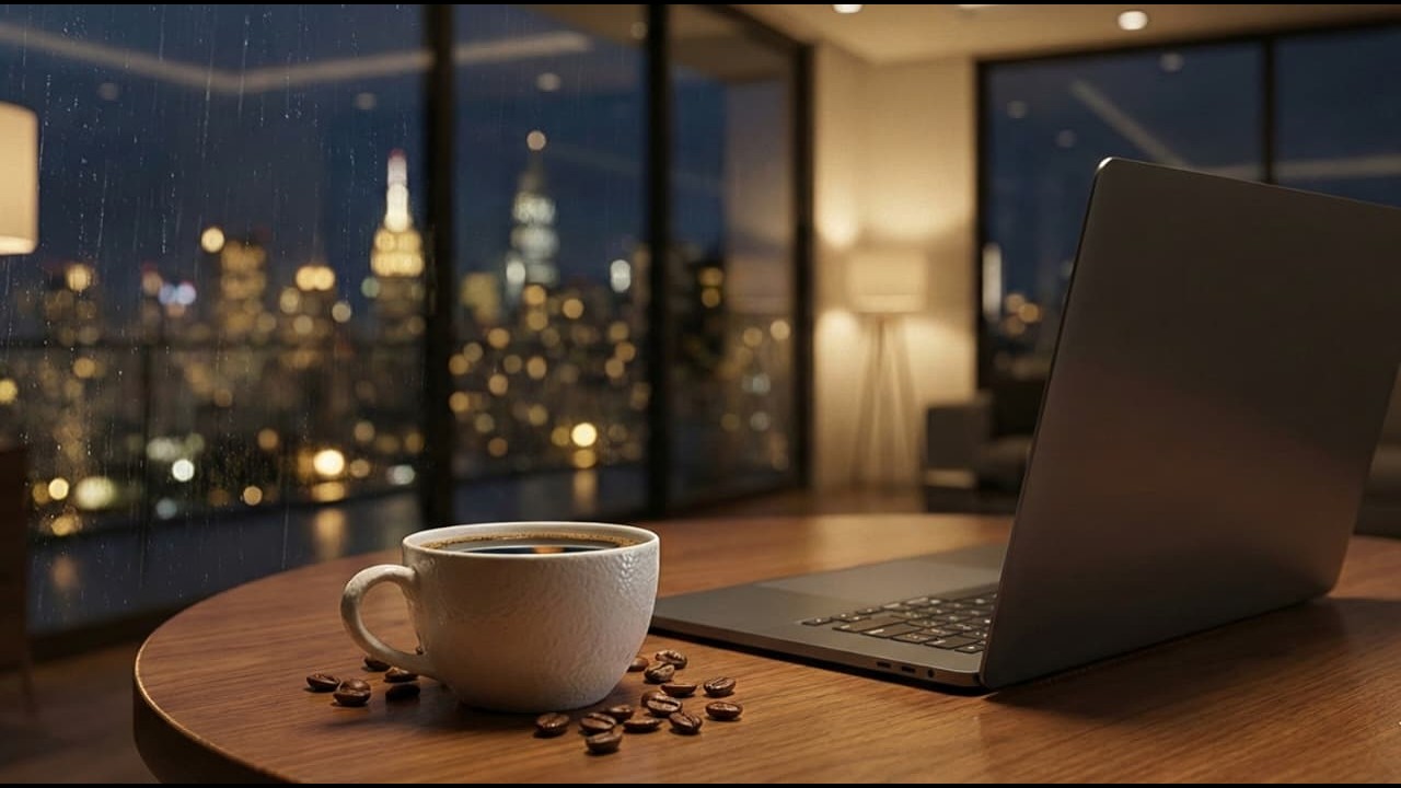 Luxury Coffee, Rain & Piano | Elegant Relaxing Background Music for Classy Ambience
