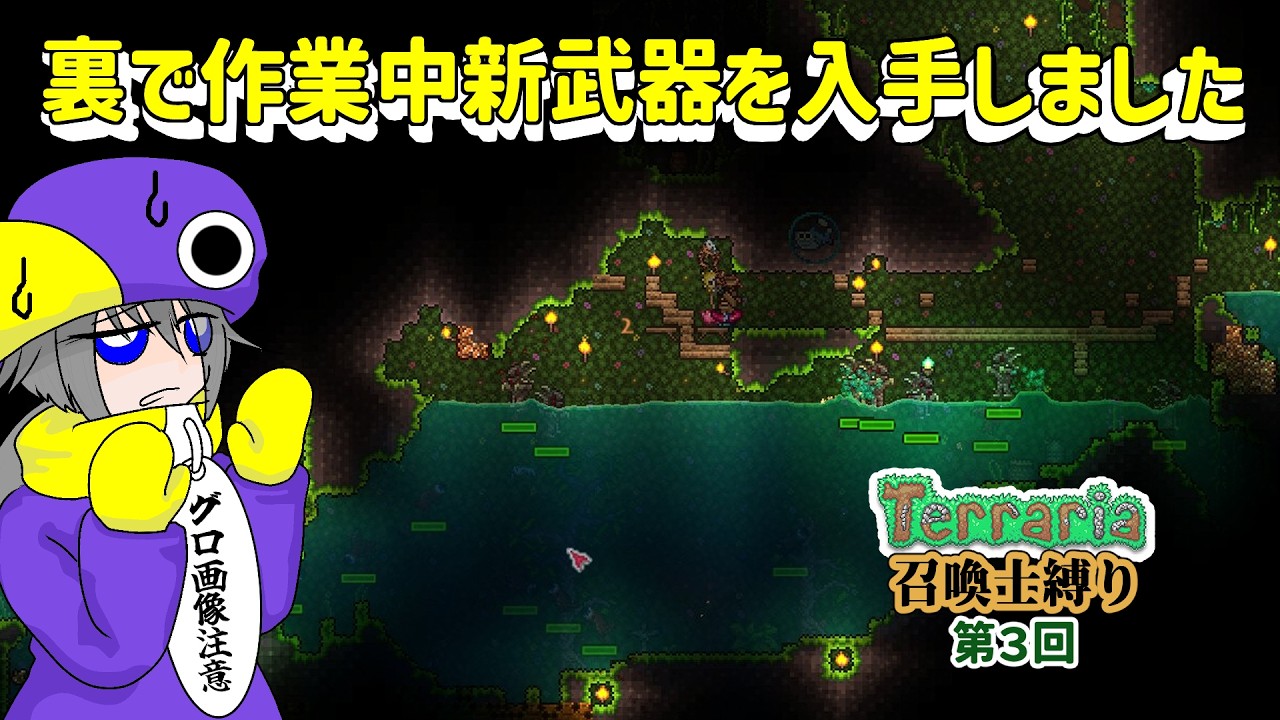 【 #テラリア 】サムネの中にゾンビマーマンとワンダリングアイは何匹いるでしょう？【 召喚士縛り 第３回】