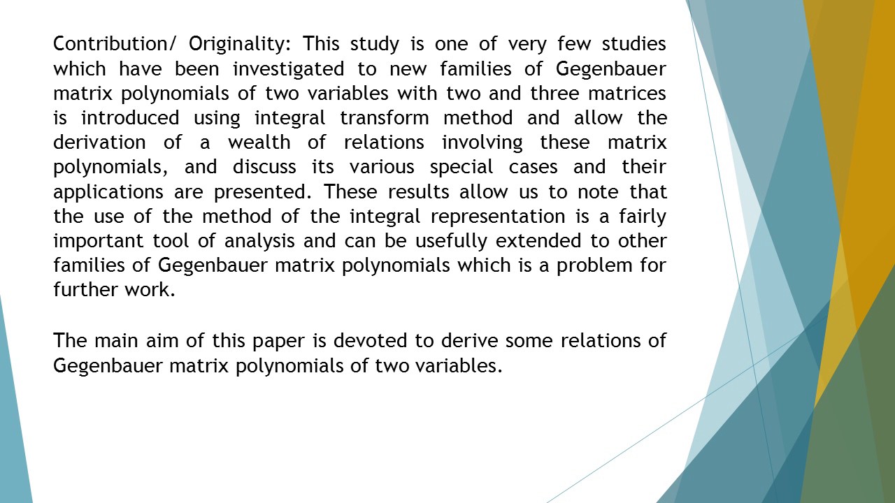 Some Relations on Gegenbauer Matrix Polynomials RCER 21 1 21