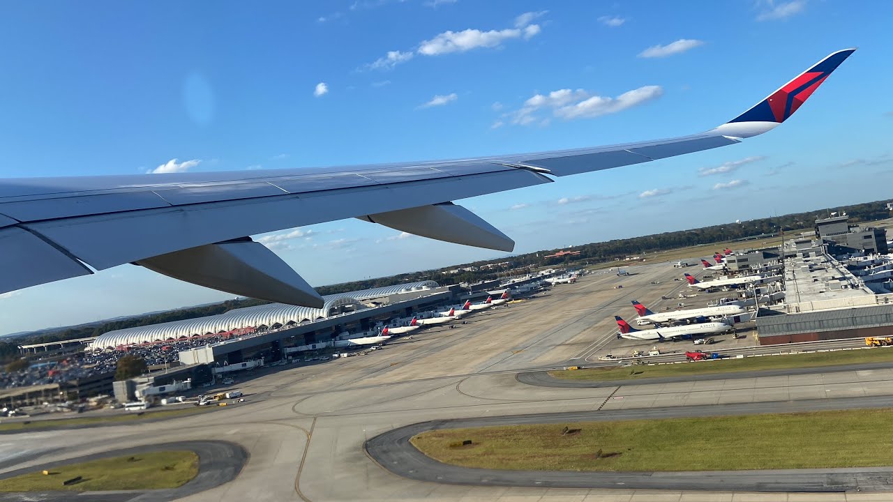 Delta Airlines Airbus A350-900 Pushback, Taxi and Takeoff from Atlanta (ATL)