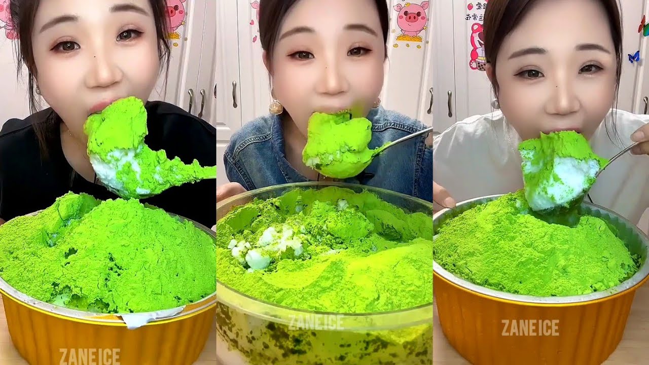 HEAVY MATCHA ICE EATING|| YY AND QIAN OLD AND NEW HEAVY MATCHA ICE EATING 
