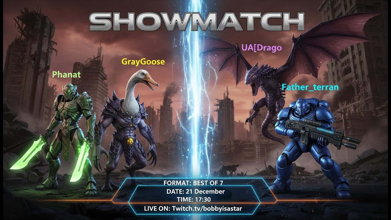Showmatch 2x2. Special. Phanat (P) & GrayGoose (R) vs UA]Drago (Z) & Father_terran (T). Bo7.