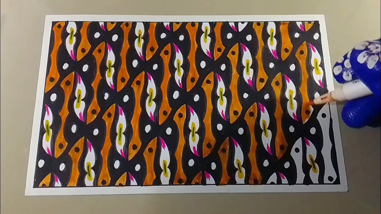 Cara mudah menggambar batik yang bagus untuk tugas sekolah.