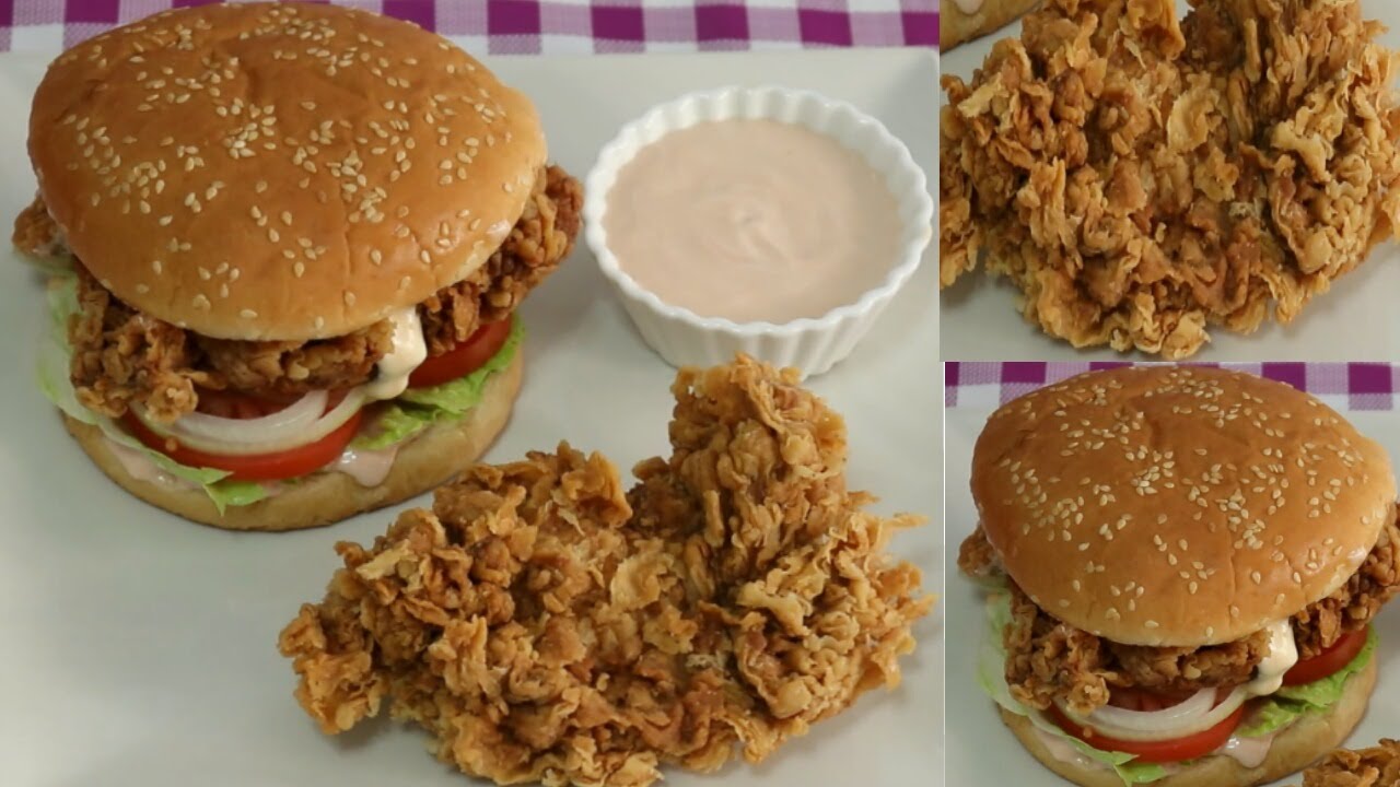Zinger Burger Recipe KFC Style / Receta de Hamburguesa Crujiente / Homemade Spicy Zinger Burger