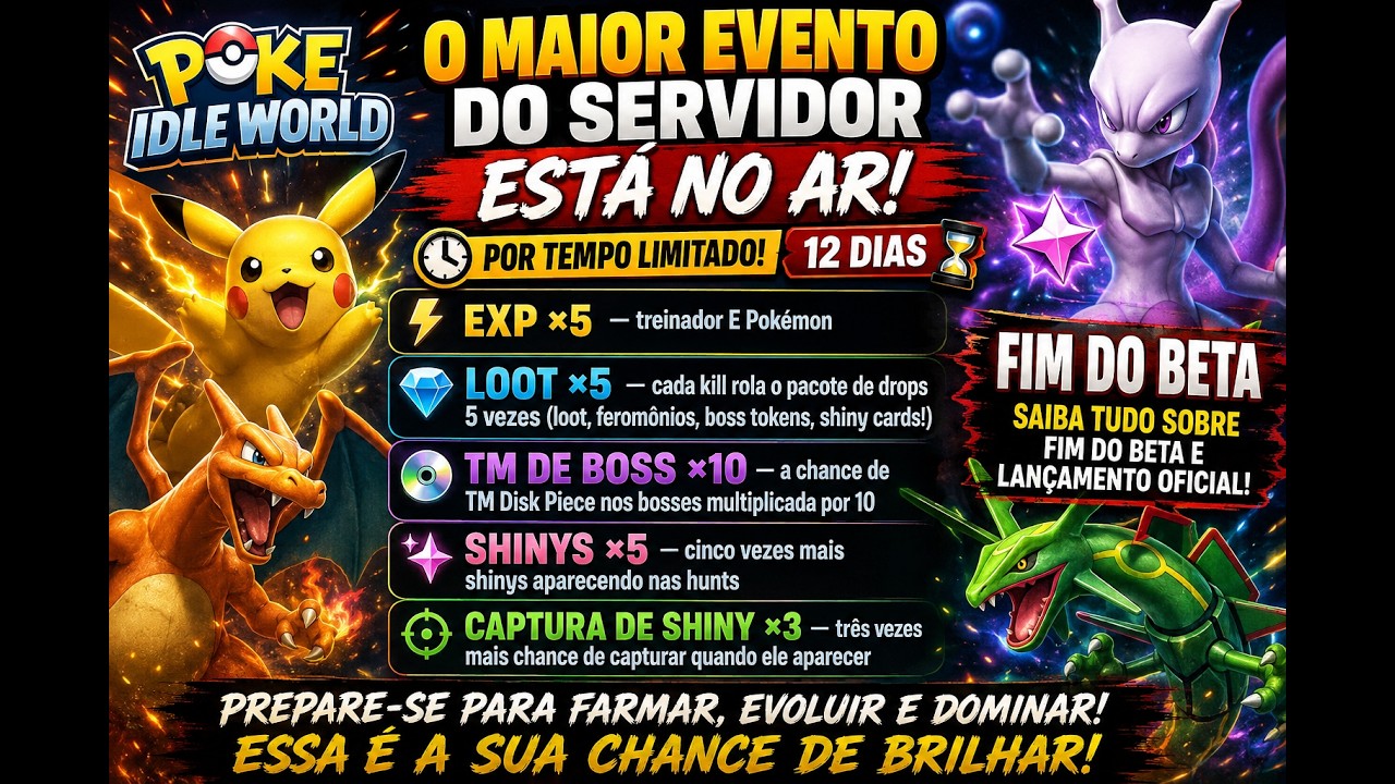 POKE IDLE WORLD : FIM DO BETA - MAIOR EVENTO DO SERVIDOR !!!