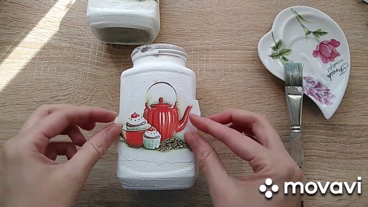 Декор банки из-под кофе/Декупаж банки/decoupage of coffee cans