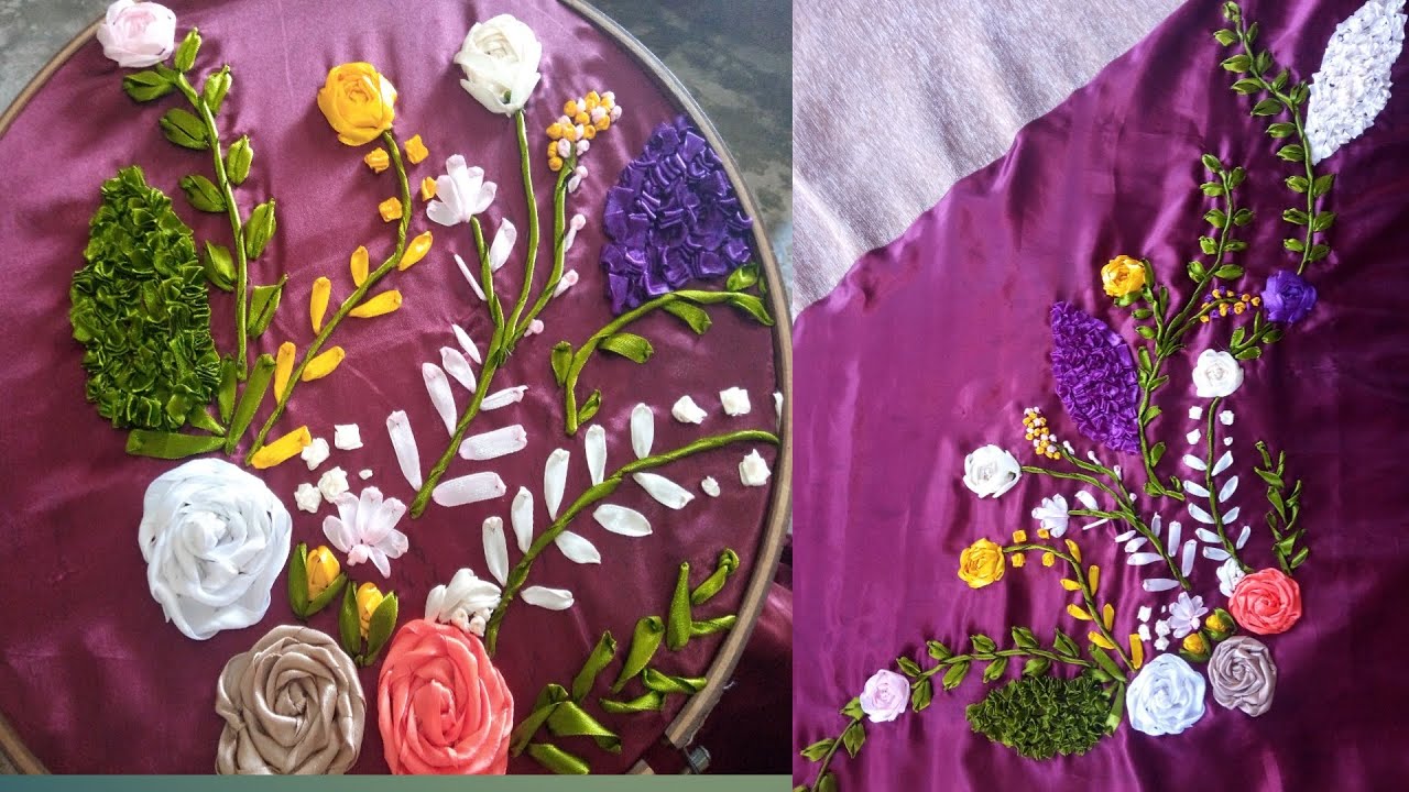 TUTORIAL: Ribbon work on bedsheet