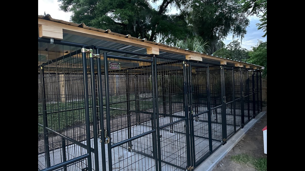 TSC Retriever Dog Kennel (6) Install Part 2 - Roof Supports and Metal Roof Install!!