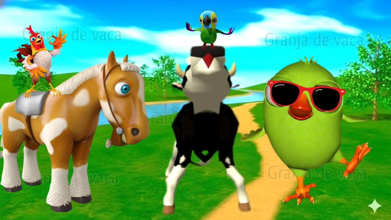 El Pollito pío 3d - el Toro y el Tractor de la Granja -el Pollito y el Tractor de la Granja