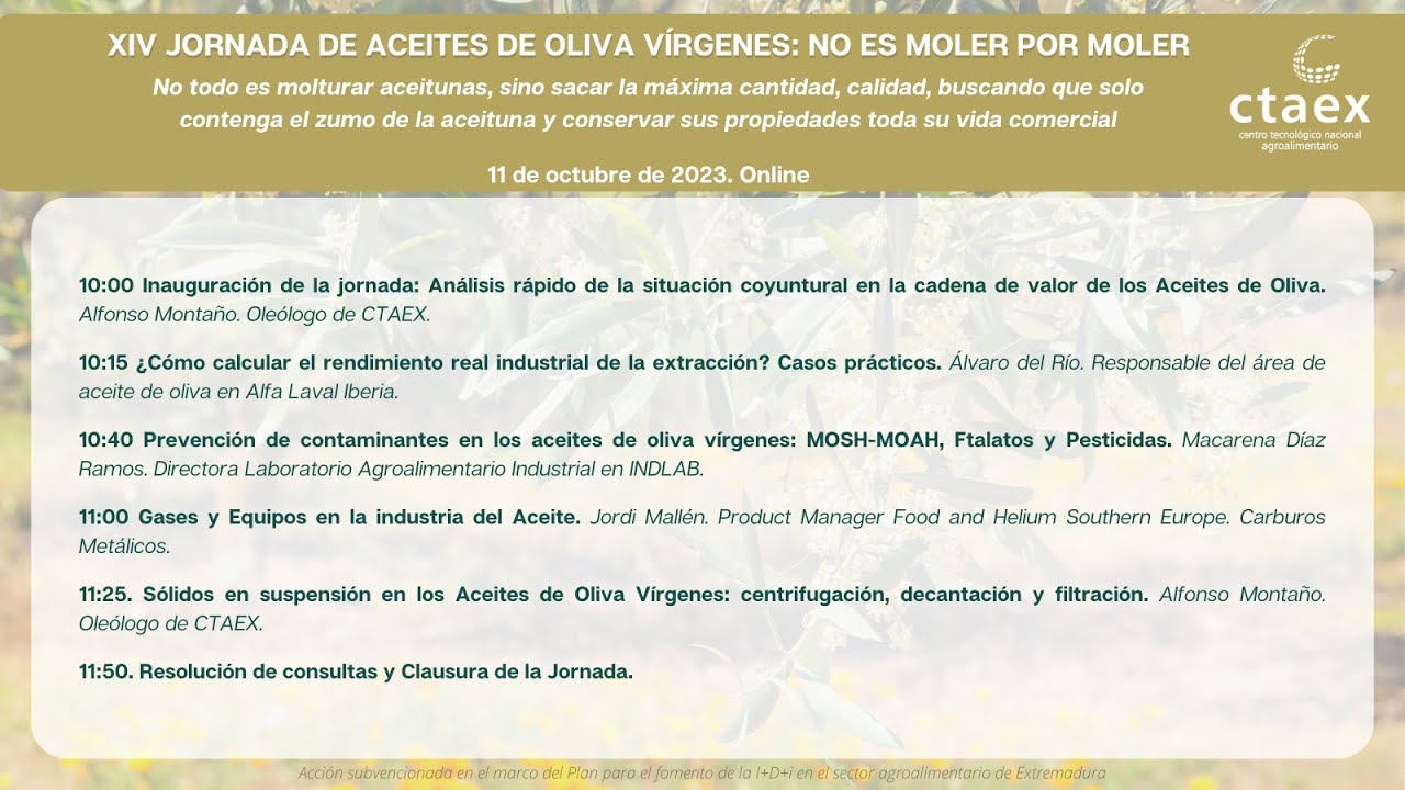 XIV Jornada de Aceites de Oliva Vírgenes: No es moler por moler