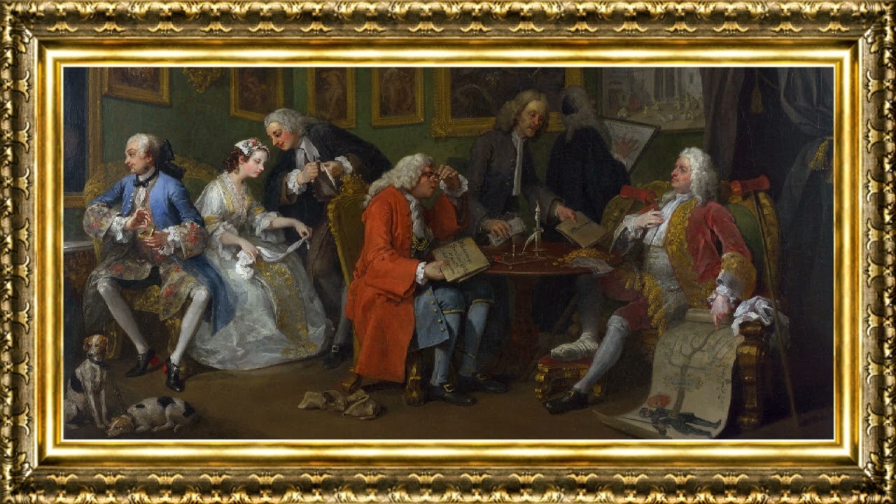William Hogarth - Marriage A la Mode; 1, The Marriage Settlement (1743) | Framed Fine Art for TV
