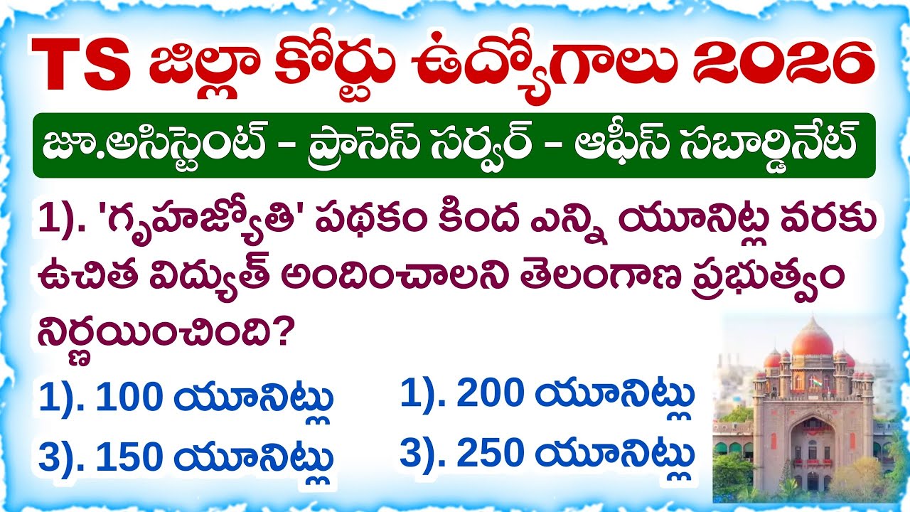 TS District Court Jobs 2026 | Telangana Current Affairs 2026
