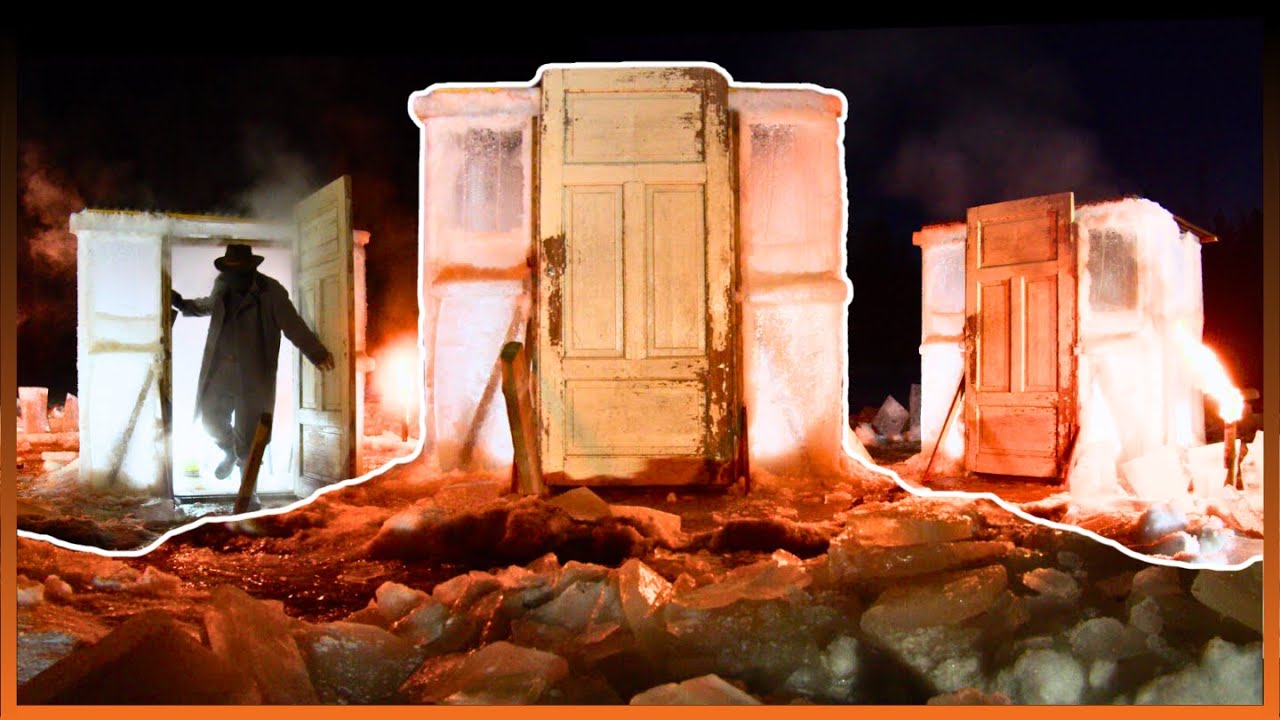 Building an Ice Sauna on a ice carousel | World's first Rotating Sauna | Carving Ice on frozen pond
