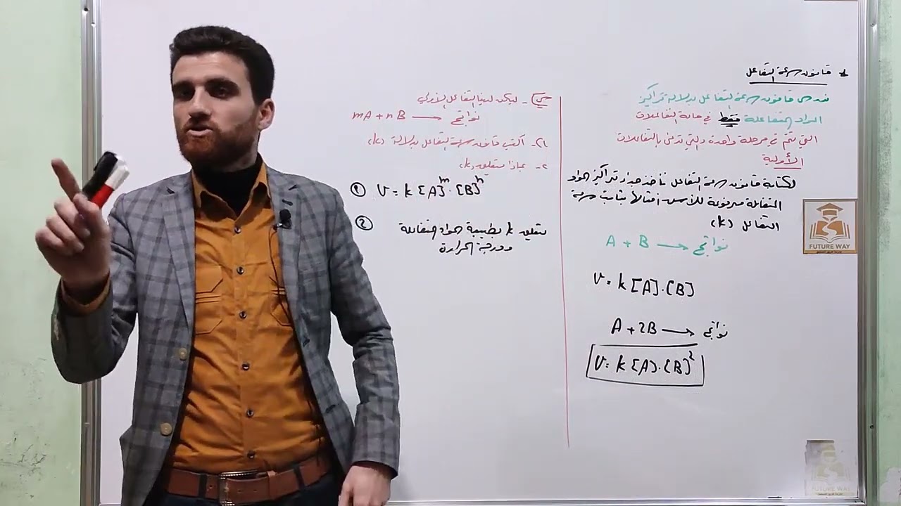 سرعة التفاعل الكيميائي ( الجزء الخامس ) قانون سرعة التفاعل الكيميائي وحل مسألة