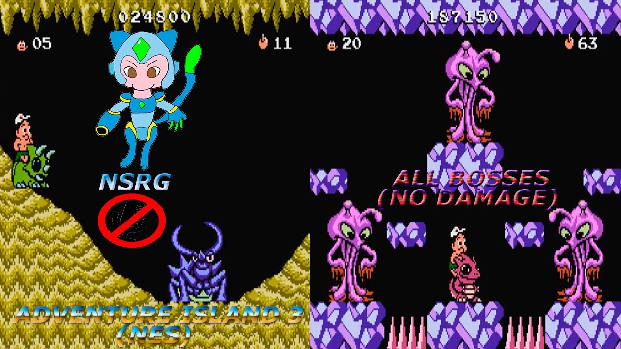 Adventure Island 3 (NES)(All Bosses)(No Damage)