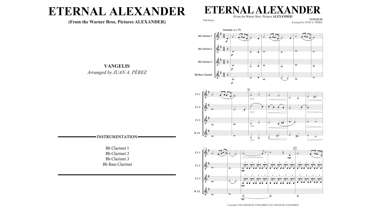 Eternal Alexander - Clarinet Quartet (arr. Juan A. Pérez)