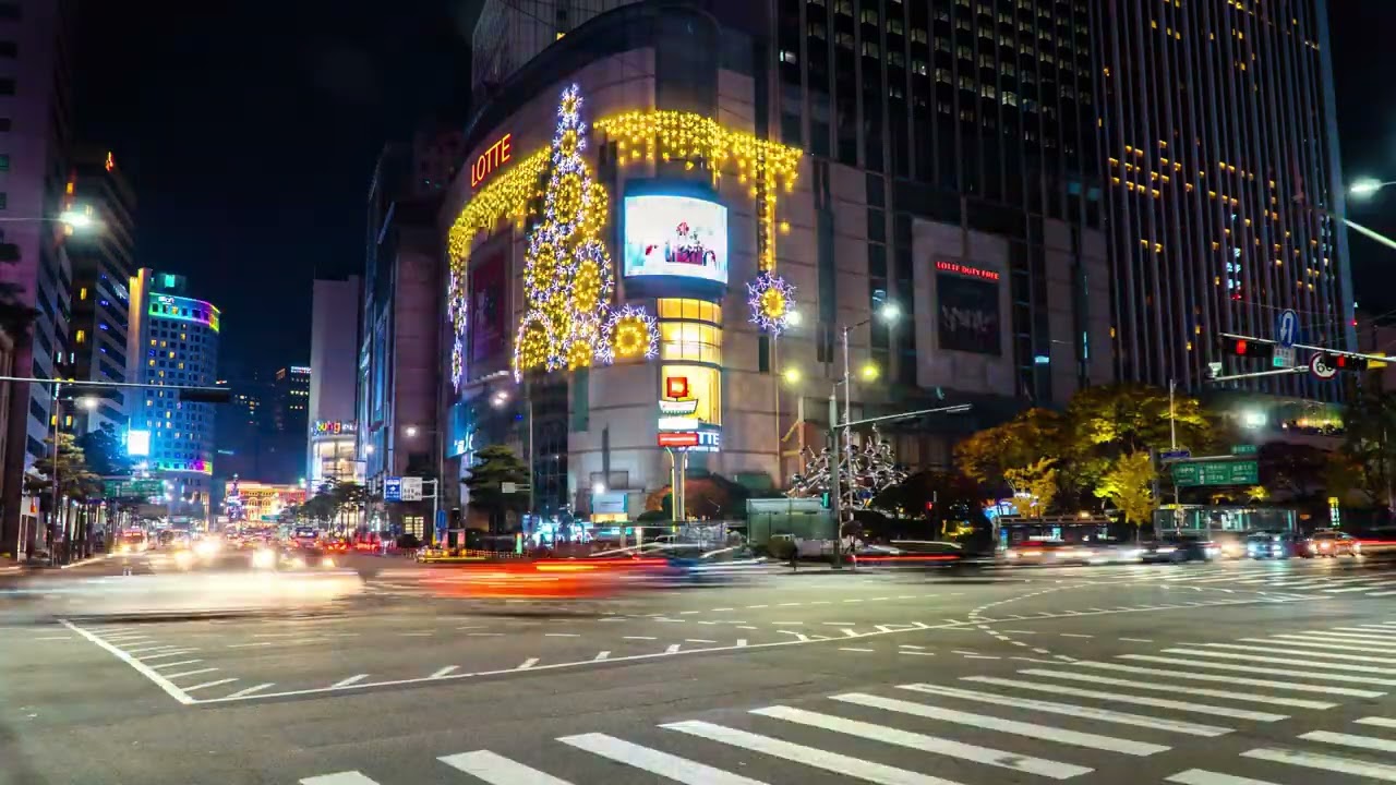 4k Busy City Night Road Timelapse Video
