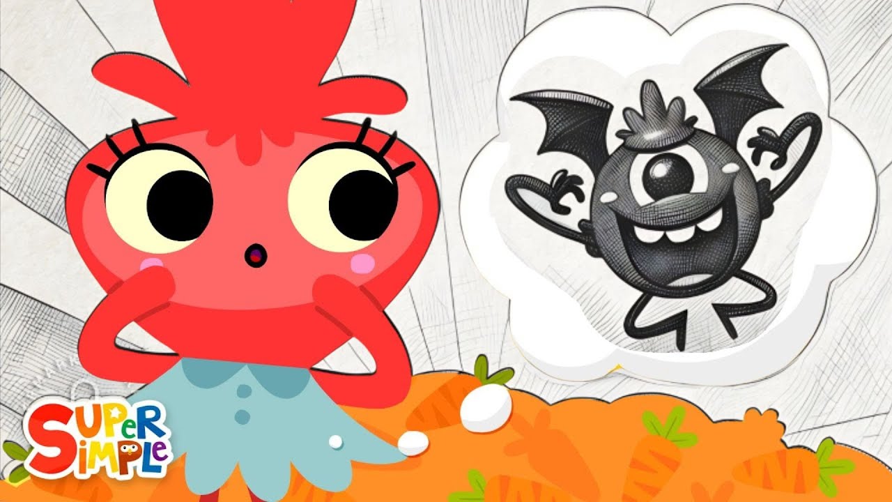 There's A Monster In My Tummy | Let's Draw and Color With Super Simple Songs | Nursery Rhymes