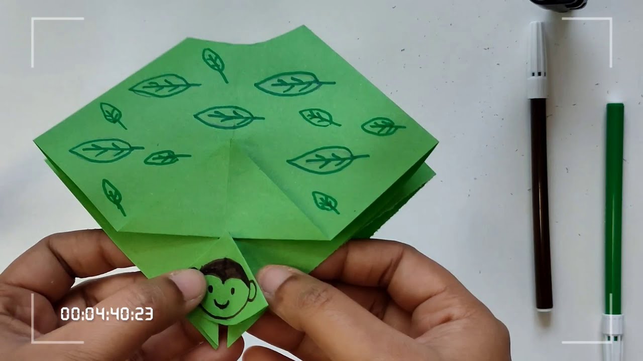 Origami Tree Climbing monkey🐒 - a fun game to play - How to make tree climbing monkey with paper