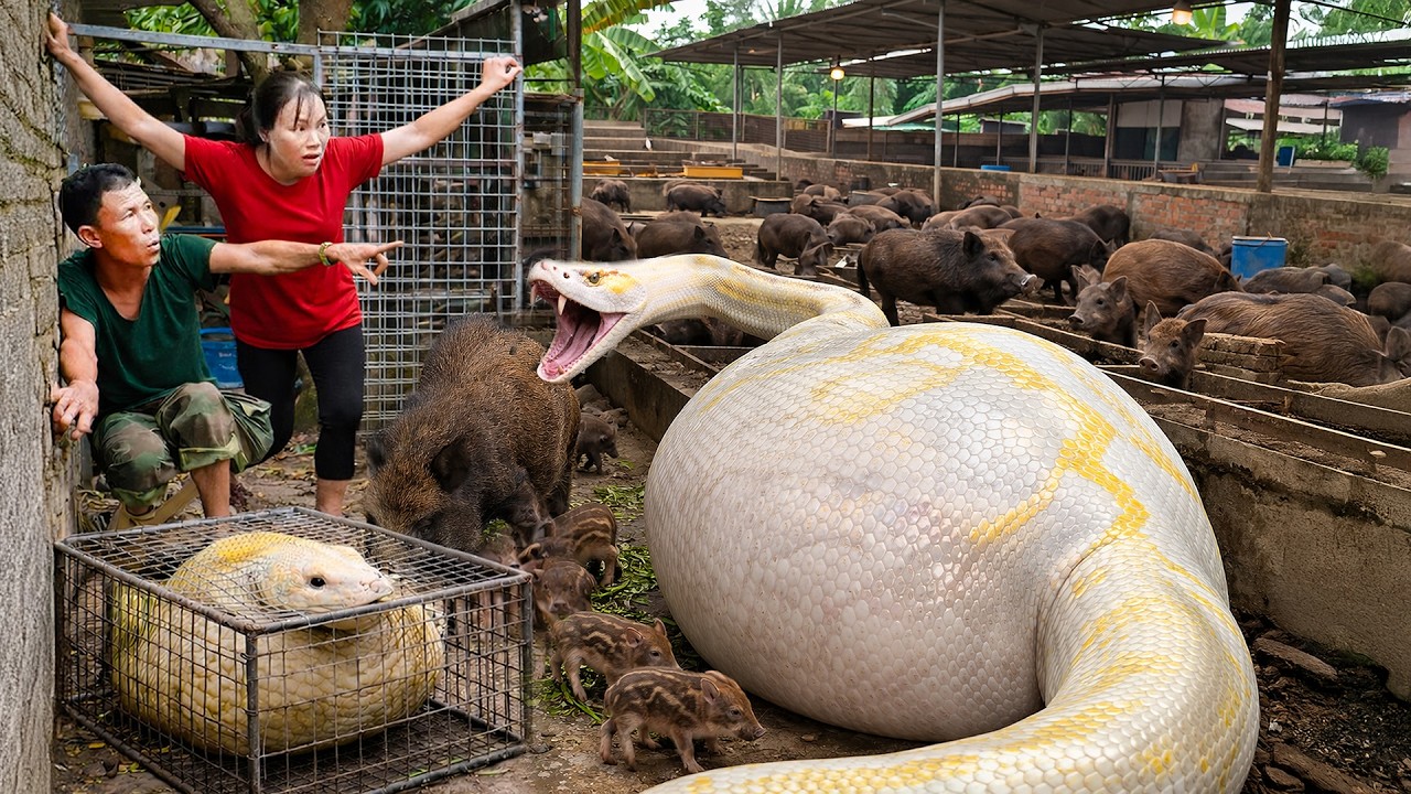72 Hours of Terror: Giant Albino Python Invades Pig Pen – Will They Save the Herd? 😱🐍