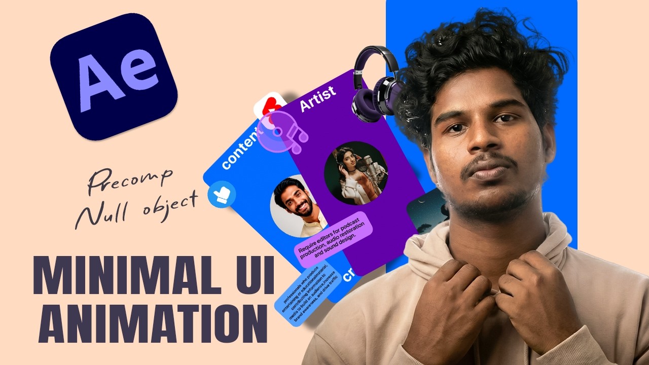 Minimal UI Animation in After Effects Tamil (Beginner) | Precomp + Null Object Workflow | episode 12