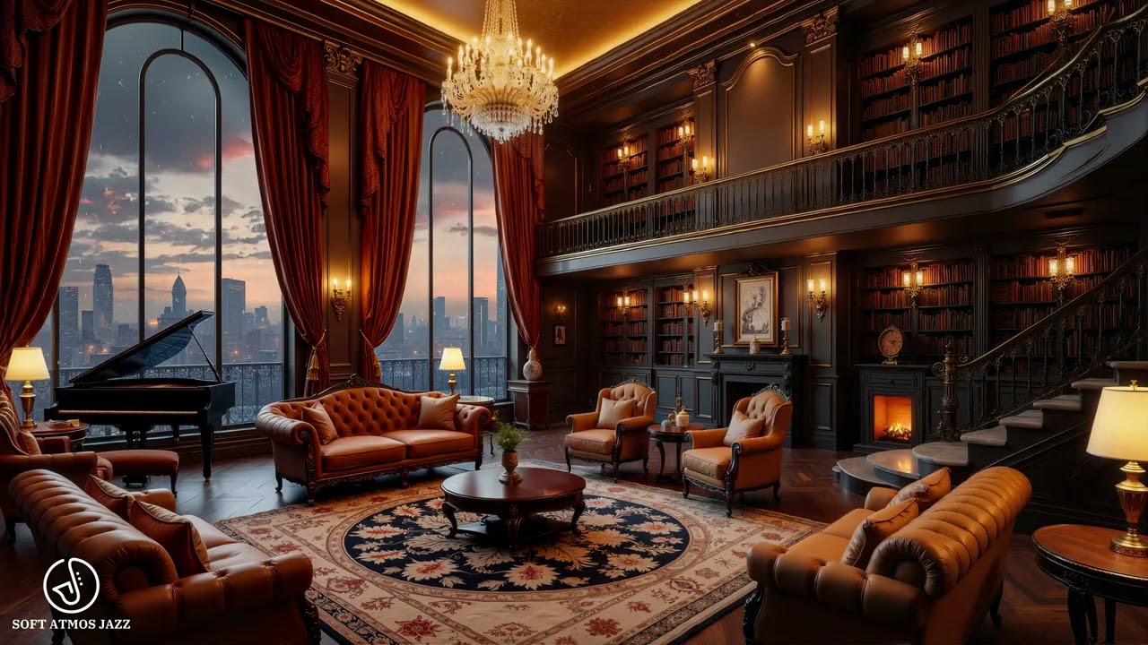 Gentle Jazz Music in Cozy Living Room -  Evening Jazz for Relaxation, Stress Relief, and Better Sle