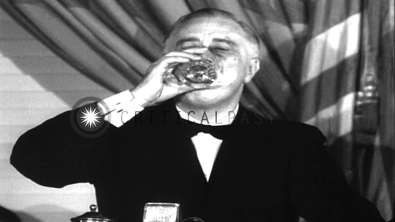 US President Roosevelt talks about America's support to Britain and praises Winst...HD Stock Footage