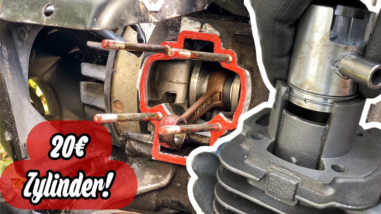 Einbau des billigsten Zylinder(20€) den es auf dem Markt gibt :D 50ccm- 2Takt- Scootertuning extreme